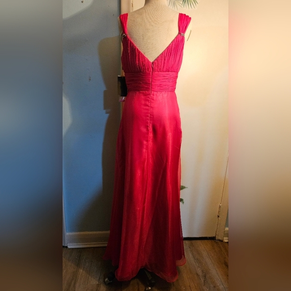 Chic Red Maxi Dress with Embellished Waist, Size 12 - Picture 9 of 10